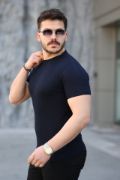 Erkek Viskon Kumaş Bisiklet Yaka Desenli Tişört resmi